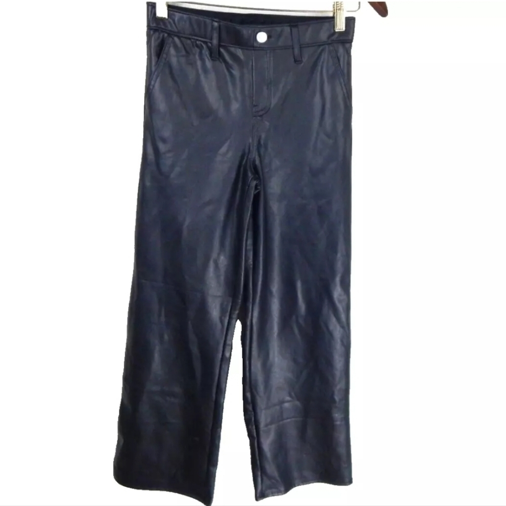 Abercrombie Kids Black Wide Leg Faux Leather Pants